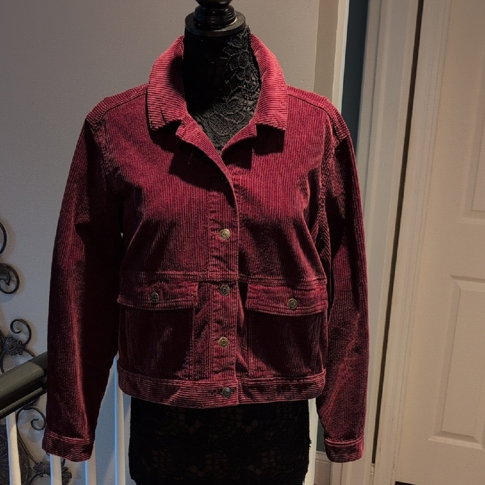Burgundy Cropped Jean Jacket